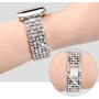 Goton Band Compatible with Apple Watch Band 40mm 38mm , Women Beads Link Crystal Bling Stainless Metal Replacement Strap for iWatch Band Series SE 6 5 4 3 2 1 (Silver, 40mm 38mm)