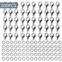 500Pcs Value Pack Alloy Lobster Claw Clasps Set，with Open Jump Rings，Necklace Fasteners Hook ，for Lanyard and Sewing Projects，Jewelry Making DIY Accessories (Metal Grey)