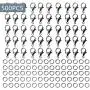 500Pcs Value Pack Alloy Lobster Claw Clasps Set，with Open Jump Rings，Necklace Fasteners Hook ，for Lanyard and Sewing Projects，Jewelry Making DIY Accessories (Metal Grey)