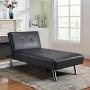 YAHEETECH Faux Leather Chaise Lounge Indoor Convertible Chaise Futon Tufted Chaise Daybed with Chrome Metal Legs Converts to Recliner/Bed