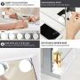 FENCHILIN Large Vanity Mirror with Lights and Blutooth Speaker, Hollywood Lighted Makeup Mirror with 15 Dimmable LED Bulbs for Dressing Room & Bedroom, Tabletop or Wall-Mounted, Slim Metal Frame White
