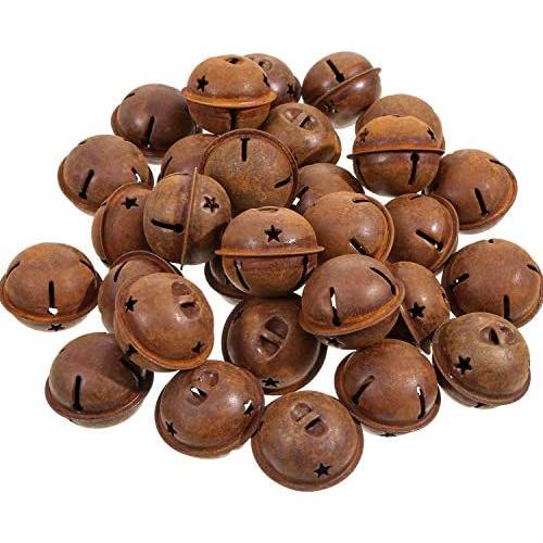 Sumind 30 Pieces Rustic Metal Bells Primitive Look Christmas Bells with Star Cutouts for Holiday Embellishing or Everyday Crafting