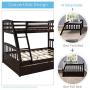 Merax Solid Wood Twin Over Full Bunk Bed with Two Storage Drawers (Espresso)