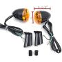 HTTMT MT224-017R- Heavy Billet Aluminum Rear Turn Signal Light Indicator Light Yellow lens With Long Black Heavy Metal Brackets Compatible with 1992-2016 Harley Davidson Sportster XL 883 1200