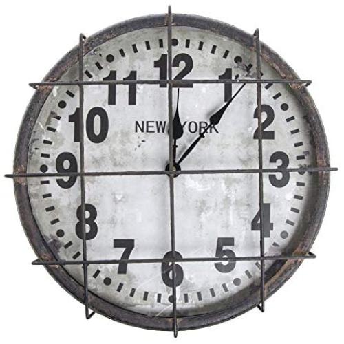 Kalalou Black and White Metal New York Clock