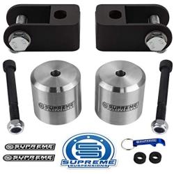 Supreme Suspensions - Lift Kit for 2005-2020 Ford F250 F350 Super Duty [4WD] Leveling Kit 2.5'' Front Aircraft Billet Coil Spring Spacers + Shock Extenders (Silver)