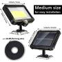 Solar Lights Outdoor Motion Sensor, 100LED Ultra Bright IP65 Waterproof Human Body Induction Solar Powered Wall Lamp, Adjustable 5 m/ 16.4 ft Cord Solar Panel Security Lights for Garden Garage