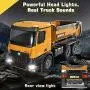 kolegend Remote Control Construction Dump Truck, 1/14 Scale Full Functional RC Dump Truck Toy Heavy Duty Metal Construction Vehicle with LED Lights and Simulation Sound