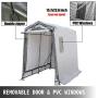 Happybuy Portable Storage Shed 6x8x7.8 ft, Shed in A Box with Roll up Door, Storage Shelter Logic Portable Garage Shelter Steel Metal Peak Roof Grey for Motorcycle Garden Patio Storage