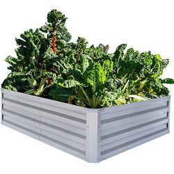 FOYUEE Galvanized Raised Garden Beds for Vegetables Metal Planter Boxes Outdoor Large Patio Bed Kit Planting Herb, 6x3x1ft