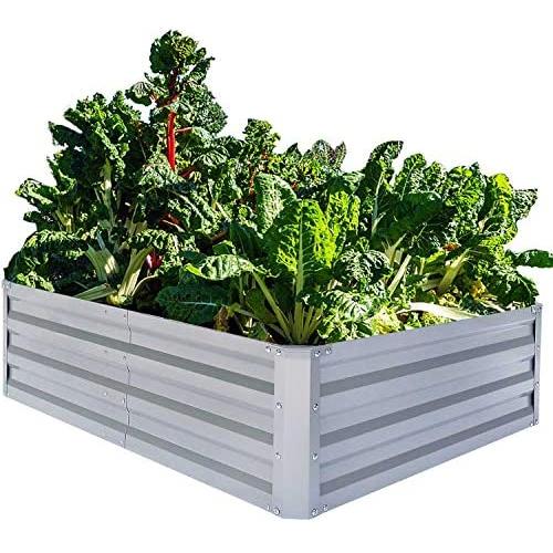 FOYUEE Galvanized Raised Garden Beds for Vegetables Metal Planter Boxes Outdoor Large Patio Bed Kit Planting Herb, 6x3x1ft