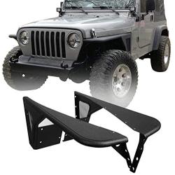 Hooke Road Wrangler TJ Flat Fender Flares Front Steel Armor Wheel Cover Guards Compatible with Jeep Wrangler TJ 1997-2006(2PCS)