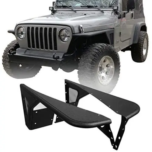 Hooke Road Wrangler TJ Flat Fender Flares Front Steel Armor Wheel Cover Guards Compatible with Jeep Wrangler TJ 1997-2006(2PCS) Hooke Road Wrangler TJ Flat Fender Flares Front Steel Armor Wheel Cover Guards Compatible with Jeep Wrangler TJ 1997-2006(2PCS)
