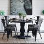 Yaheetech 4pcs Metal Dinning Chairs with PU Leather Seat High Back Soft Cushioned Industrial Classic Iron Chairs Chic Dining Bistro Cafe Coffee Chair 18 Inch Black