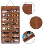 AROUY Sunglasses Organizer Storage, Hanging Dust Proof Wall Pocket Glasses Organizer - 16 Felt Slots Sunglass Organizer Holder with Metal Hook and Sturdy Rope (Brown, Dust Proof)