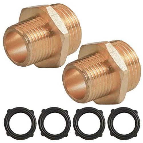 Xiny Tool 3/4'' GHT Male x 1/2'' NPT Male Connector, Brass Garden Hose Fitting, Adapter, Industrial Metal Brass Garden Hose to Pipe Fittings Connect, 2 Pack