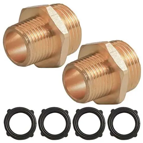 Xiny Tool 3/4'' GHT Male x 1/2'' NPT Male Connector, Brass Garden Hose Fitting, Adapter, Industrial Metal Brass Garden Hose to Pipe Fittings Connect, 2 Pack