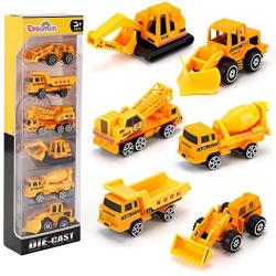 Alloy Truck Mini Pocket Size Construction Models Play Vehicles Toy Trucks for Boys Age 2 3 4 ,Kids Party Favors Cake Decorations Topper Birthday Gift,6Pcs Set