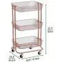 mDesign Metal 3-Tier Rolling Household Storage Cart to use in Bathrooms, Kitchen, Craft Rooms, Laundry Rooms, and Kids Rooms - Portable, Includes 4 Caster Wheels - Rose Gold