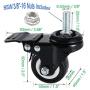 DICASAL 4 Pack 1.5 Inch Swivel Stem Casters, Non-Marking Polyurethane Wheels 330 Lbs with Diameter 3/8''- 16 x 1'' Stem Thread and Nuts for Carts Trolley Furniture