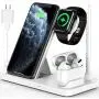 Powlaken Wireless Charger, 4 in 1 Wireless Charging Station Dock for Apple iWatch Series Se 6 5 4 3 2 1, AirPods Pro and Pencil, Charging Stand for iPhone 11, 11 Pro max, Xr, Xs max, X (White)