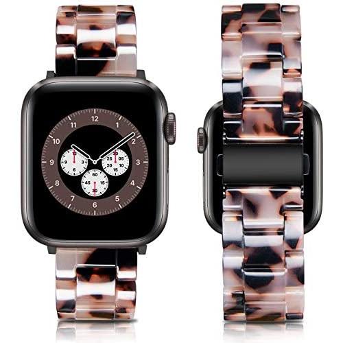 Caunedy Compatible with Apple Watch Bands 38mm/40mm for Women/Man, Light and Waterproof Fashion Replacement Resin Band with Stainless Steel Buckle for iWatch Series 6/5/4/3/2/1/SE (Black Grey, 38/40mm)