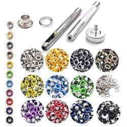 CooBigo 600 Sets 3/16 Inch Assorted Color Grommets Kit Metal Eyelets with 3 Pieces Install Tool Kit for Shoes Clothes Leathercraft Tag DIY Project