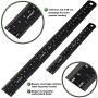 Offidea Steel Ruler 12 Inch and Steel Ruler 6 Inch Set - Metal Rulers with 1/16 and 1/32 Inch Imperial and 1mm and .5mm Metric High Contrast Scales - Conversion Tables - Ideal for School and Office