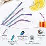 Metal Straws Stainless Steel Straws 16 Pcs 10.5'' 8.5'' Reusable Drinking Straws Rainbow Multi Colored Straws for 20 24 30 OZ Yeti Rtic Tumblers with 16 Silicone Tips 4 Cleaning Brush 1 Case