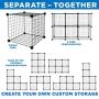 Work-It! Wire Storage Cubes, 6-Cube Metal Grid Organizer | Modular Wire Shelving Units, Stackable Bookcase, DIY Closet Cabinet Organizer for Home, Office, Kids Room | 14'' W x 14'' H, Black
