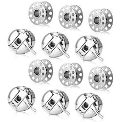 Magicfour Bobbin Case, 6 Pack Stainless Steel Sewing Machine Bobbin Case and 6 Pack Sewing Machine Bobbins Sewing Machine Accessories Part for Front Loading 15 Class Machines