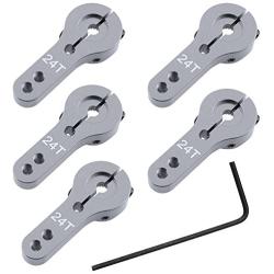 Hobbypark 5-Pack Metal 24T Aluminum Servo Horn M3 for Hitec Steering Arm RC Car Plane Parts