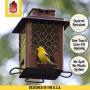 More Birds 105IN, 3.6 lb Seed Capacity, Copper Finish Stokes Select, Metal Hopper Feeder, 4 Feeding Ports