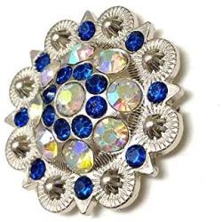 Berry Conchos with Screws Metal Flower Rhinestone Conchos 12 Pieces