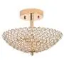 POPILION Elegant 2 Light Bowl Shaped French Gold Metal Crystal Chandelier,Flush Mount Ceiling Light Fixture