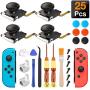 Joycon Joystick Replacement, (4 Pack) Switch Analog Stick Parts for Nintendo Switch Joy Con, Controller Repair Kit Include 4 Thumb 3D Sticks,2 Metal Buckles,2 Screwdriver,Pry Tools,6 Thumbstick Grips