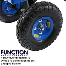Landworks 2103Q044A Heavy Duty Lawn/Garden Utility Cart/Wagon With Removable Side Meshes, 400 lbs, Blue