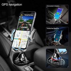 [Upgraded] TOPGO Universal Adjustable Cup Holder Cradle Car Mount for Cell Phone iPhone Xs/XS Max/X/8/7 Plus/Galaxy (Blue)