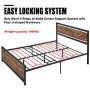 AMERLIFE Queen Size Bed Frame with Wood Headboard - Metal Platform Bed with Industrial Footboard - Heavy Duty Steel Mattress Foundation/ 4 U-Shaped Support Frames/Rustic Country Style/Easy Assembly