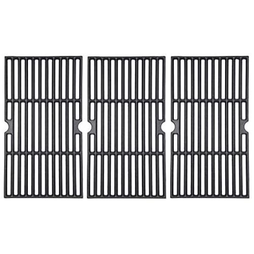 BBQration 3-Pack 16 7/8'' CIF876C Matte Cast Iron Cooking Grid Replacement Parts for Charbroil 463436213, 463436214, 463441312, 463420508, 463441512, 463440109, Master Chef, Backyard and More