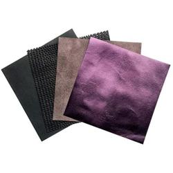 Purple Leather Skin Hide Sheets: 4 Leather Sheets for Crafting Pieces with Metallic Leather Sheets for Jewelry Making 5x5 Inches / 12x12 Centimeters