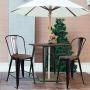 COSTWAY Tolix Style Dining Stools with Wood Seat and Backrest, Industrial Metal Counter Height Stool, Modern Kitchen Dining Bar Chairs Rustic, Copper