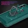 Newseego Compatible with Motorola Moto E 2020 Case with Tempered Glass Screen Protector 【1 Pack】 Metal Ring Holder Kickstand Work with Magnetic Car Mount Shockproof Protective Soft Cover-Dark Green