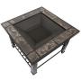 Fire Pit Set, Wood Burning Pit - Includes Screen, Cover and Log Poker - Great for Outdoor and Patio, 30 inch Square Marble Tile Firepit by Pure Garden