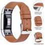 Meliya Leather Bands Compatible with Fitbit Charge 2 Bands for Women and Men, Adjustable Soft Leather Wristband with Metal Clasp for Fitbit Charge 2 (for 5.5''-8.1'' Wrists, Brown)