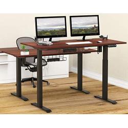 SHW 55-Inch Large Electric Height Adjustable Computer Desk, 55 x 28 Inches, Cherry