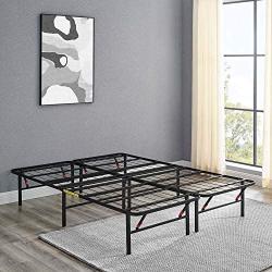 Amazon Basics Foldable, 14'' Metal Platform Bed Frame with Tool-Free Assembly, No Box Spring Needed - Queen