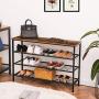 HOOBRO Shoe Rack, 4-Tier Shoe Shelf, Industrial Shoe Storage Organizer with 3 Metal Mesh Shelves, Ideal for Entryway, Hallway, Closet, Bedroom, Easy Assembly, Rustic Brown BF04XJ01