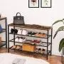 HOOBRO Shoe Rack, 4-Tier Shoe Shelf, Industrial Shoe Storage Organizer with 3 Metal Mesh Shelves, Ideal for Entryway, Hallway, Closet, Bedroom, Easy Assembly, Rustic Brown BF04XJ01 HOOBRO Shoe Rack, 4-Tier Shoe Shelf, Industrial Shoe Storage Organizer with 3 Metal Mesh Shelves, Ideal for Entryway, Hallway, Closet, Bedroom, Easy Assembly, Rustic Brown BF04XJ01