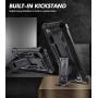 Poetic Spartan Series Designed for Samsung Galaxy S20 Case, Full-Body Rugged Dual-Layer Metallic Color Accent Premium Leather Texture Shockproof Protective Cover with Kickstand, Metallic Gun Metal